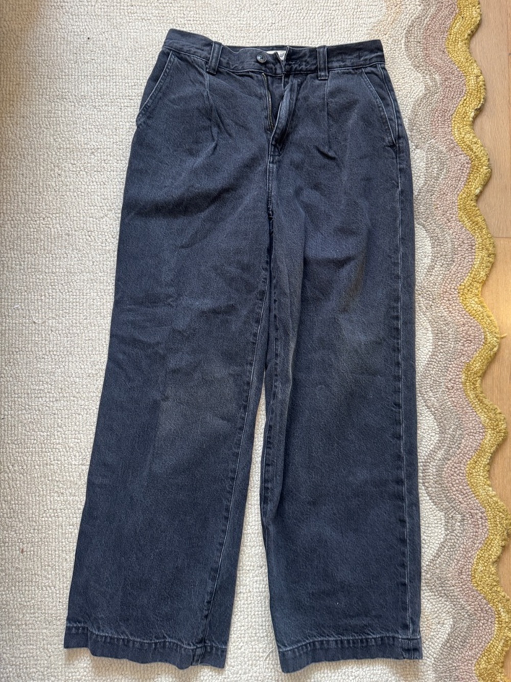 Madewell Charcoal Washed the Harlow wide leg Denim Jeans